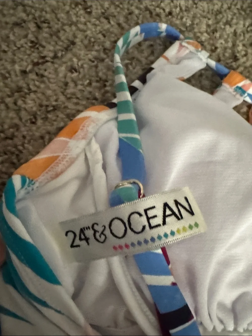 Girls Tropical Print Tankini Swim Set in Teal & Multicolor